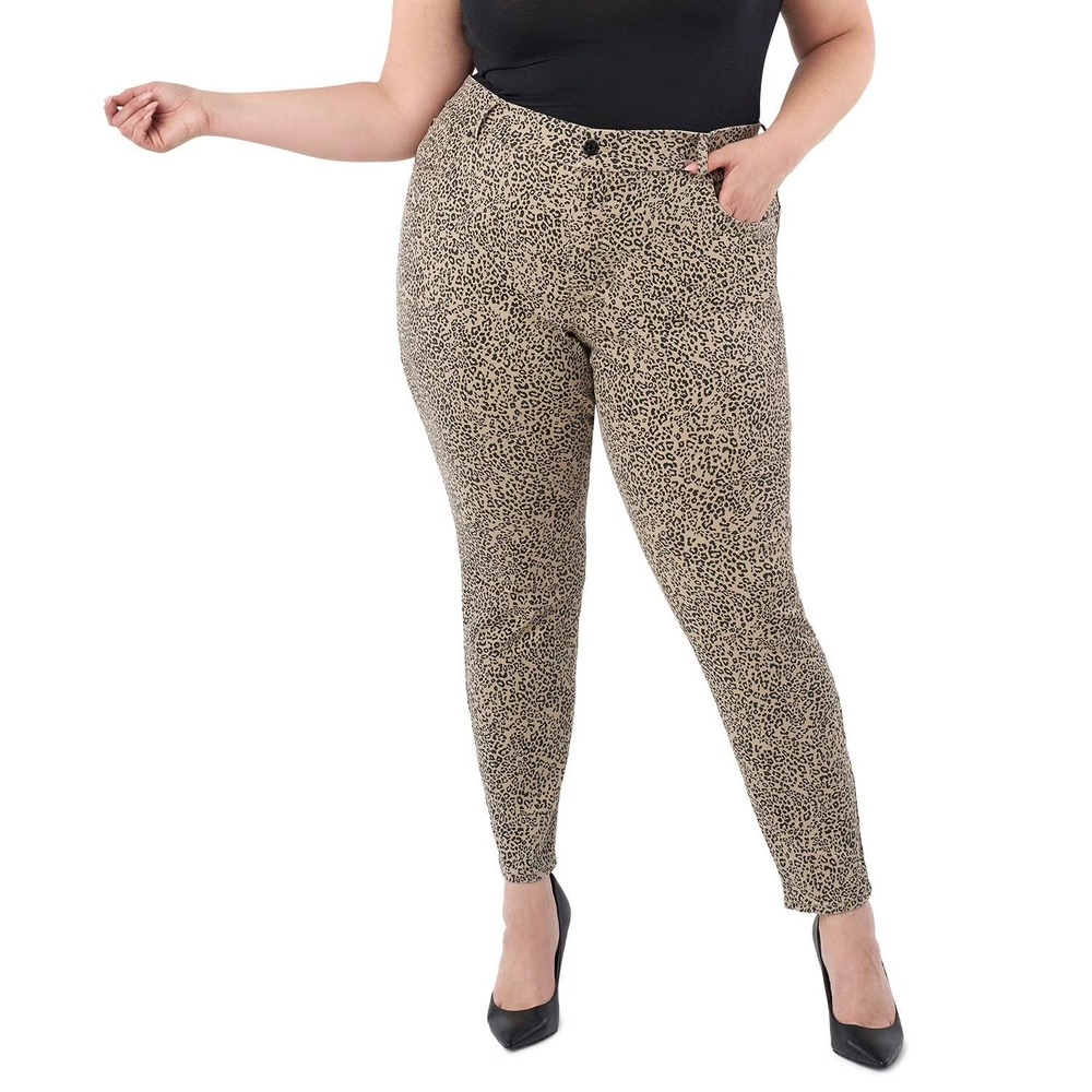 Seven7 Women Plus Tummyless Skinny Jean 20W Leopard Animal Print High Rise NWT